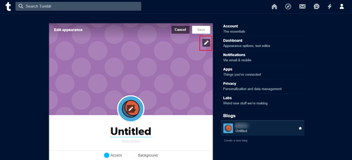 Tumblr Banner with GIF (Step 5): Select edit appearance from the drop-down.