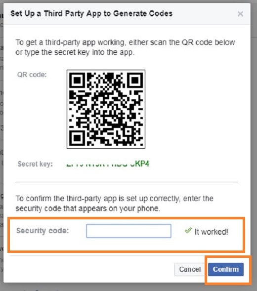 Facebook: Set up a third-party app to generate auth-codes