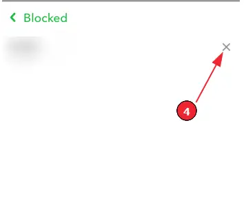 Blockierung einer Person auf Snapchat aufheben (Schritt 5): Suche den zu entsperrenden Freund und tippe auf das "X" neben seinem Namen.