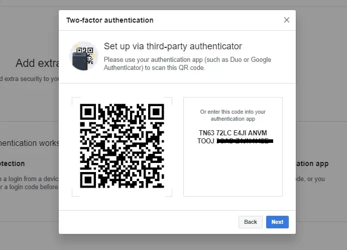 Scan QRCode to connect app to Facebook