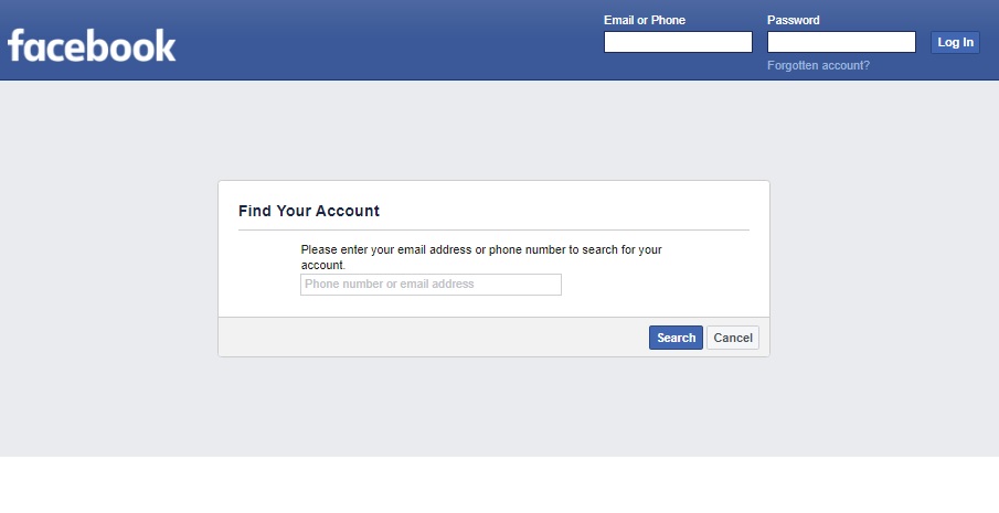 Facebook Recovery: Find your account by phone or email