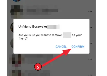 Unfriend in the Facebook app (Step 5): Confirm your step