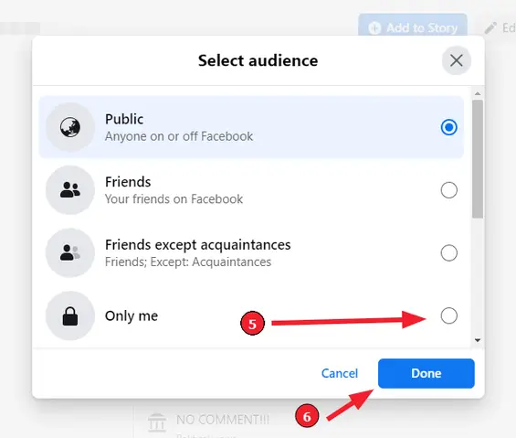 Hide your Birthday on Facebook (Step 6): Select "Only me" and confirm