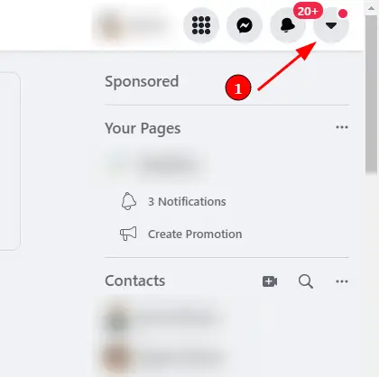 Change your Name on Facebook (Step 2): Click on the downward-facing triangle-icon to get to the settings
