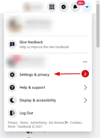 Change your Name on Facebook (Step 3): Select "Settings & Privacy"