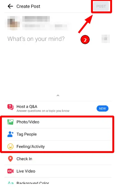 How to post on Facebook from your mobile (Step 3): Attach media such as photos and videos