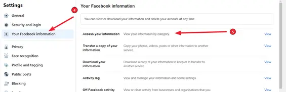 How to clear your data from Facebook (Step 3): Choose &quot;Your Facebook information&quot;
