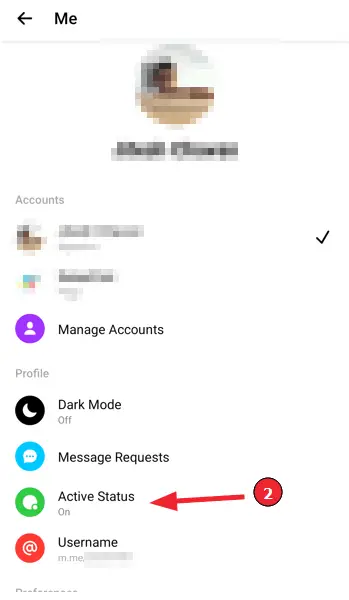 How to turn the green dot on Facebook or Messenger off (Step 2): Select &quot;Active Status&quot;