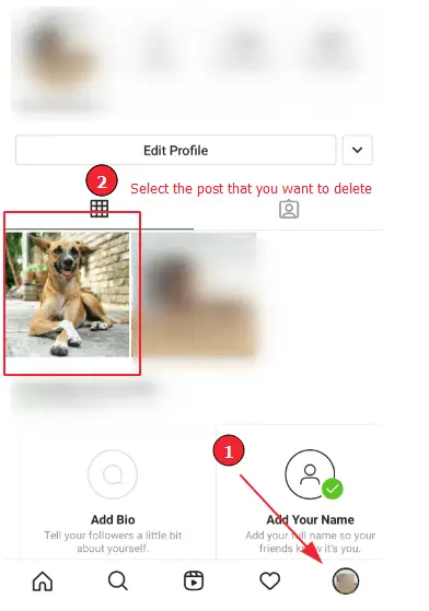 Ein Foto von Instagram löschen (Schritt 3): Suche das zu löschende Bild in deinem Profil und wähle es aus