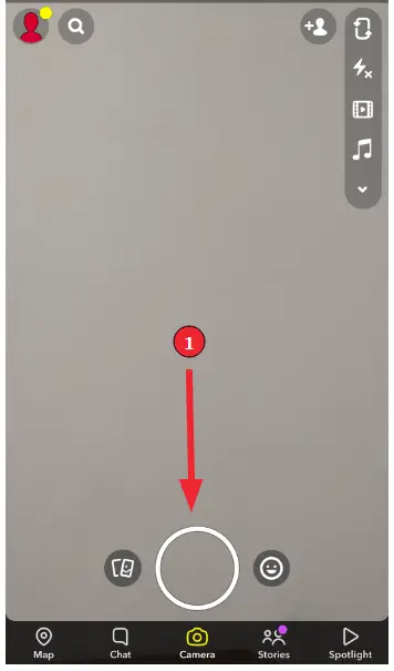 Adding Filters to Snap (Step 2): Record a photo or video by click (and holding) the circle