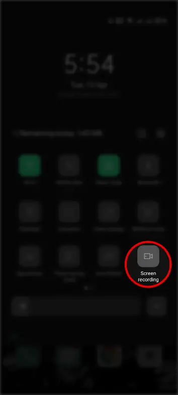 Start the built-in screen-recorder on Android